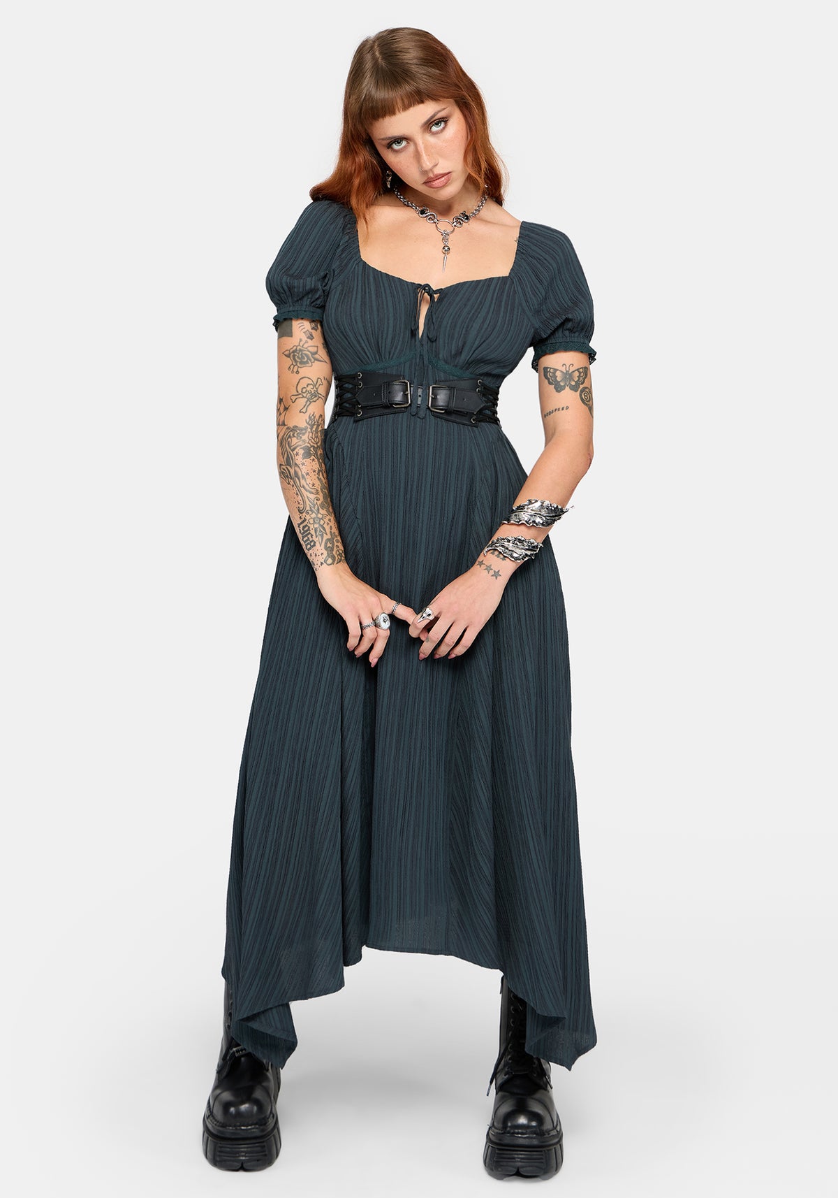 Fenella Keyhole Midi Dress - Green