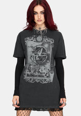 Ottilie Widow Lace Layer Graphic Tee Dress US 2