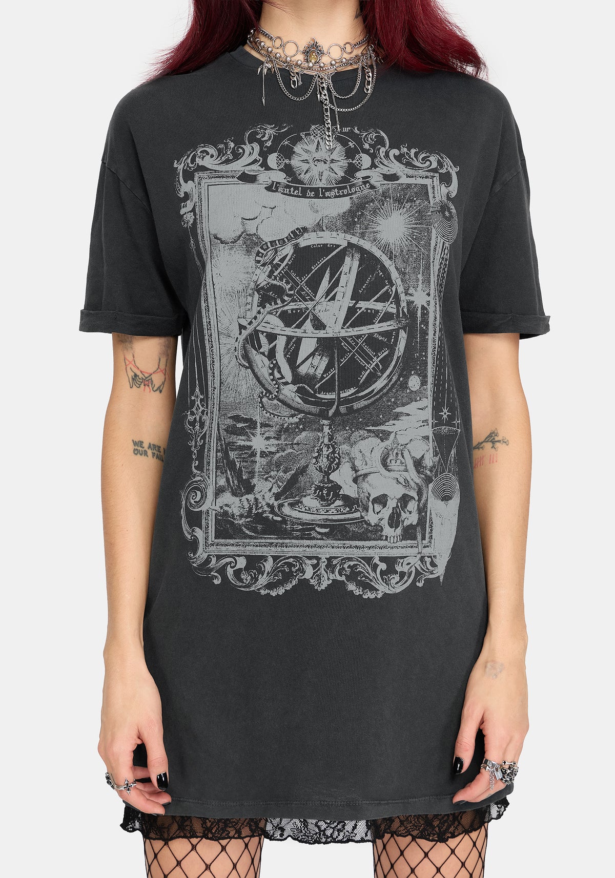 Ottilie Widow Lace Layer Graphic Tee Dress US 2