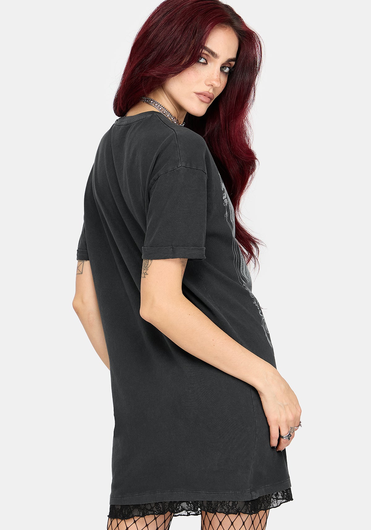 Ottilie Widow Lace Layer Graphic Tee Dress US 2
