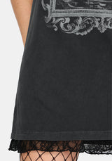 Ottilie Widow Lace Layer Graphic Tee Dress US 2