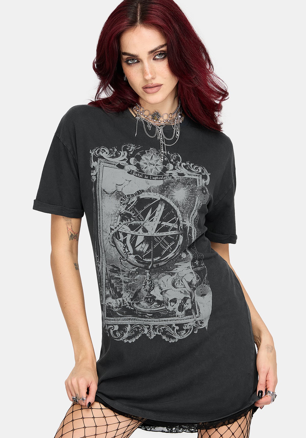 Ottilie Widow Lace Layer Graphic Tee Dress US 2