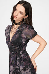 Iskra Mystic Floral Chiffon Wrap Mini Dress