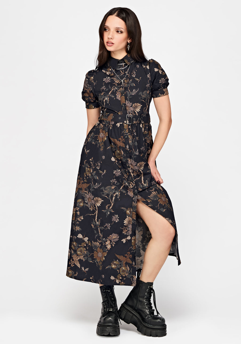 A.E.マルティ☆ファッションプレート『LE NID DE PINSONS』 Poison Eden Midaxi Shirt Dress - Midnight – Disturbia
