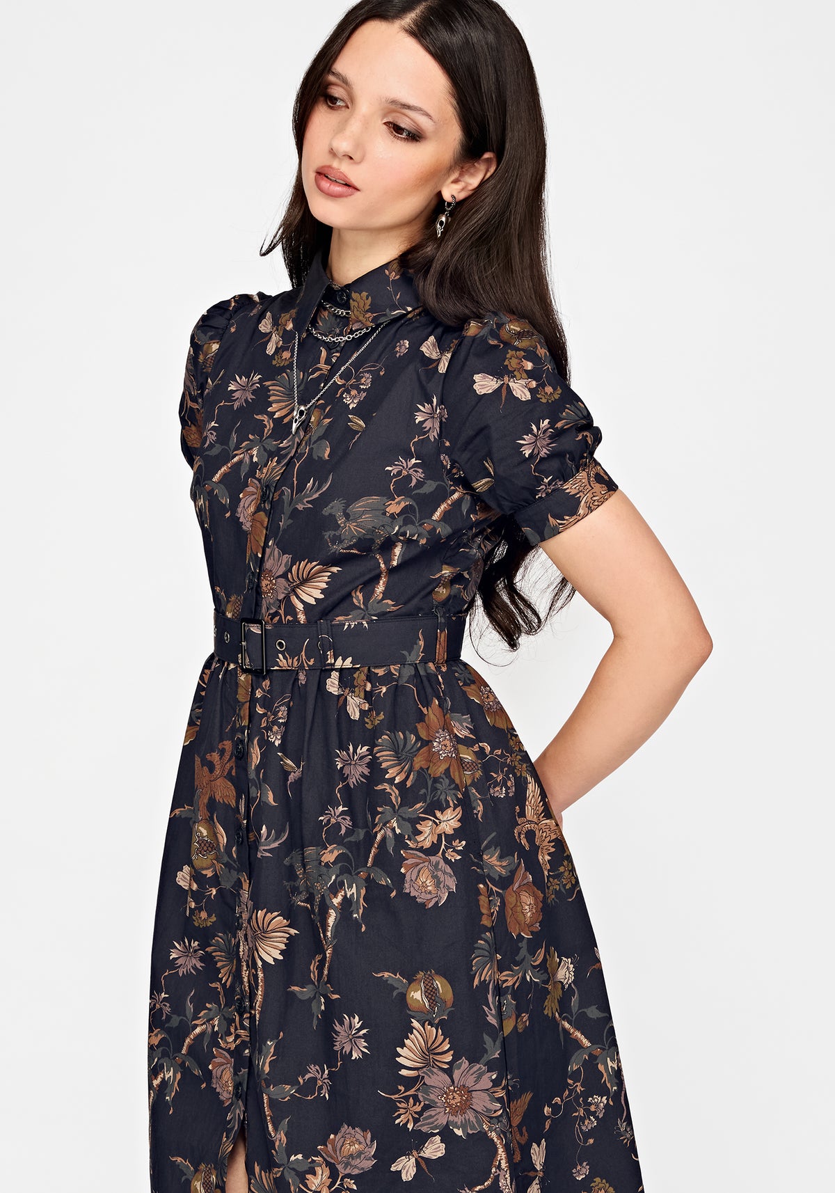 Poison Eden Midaxi Shirt Dress - Midnight
