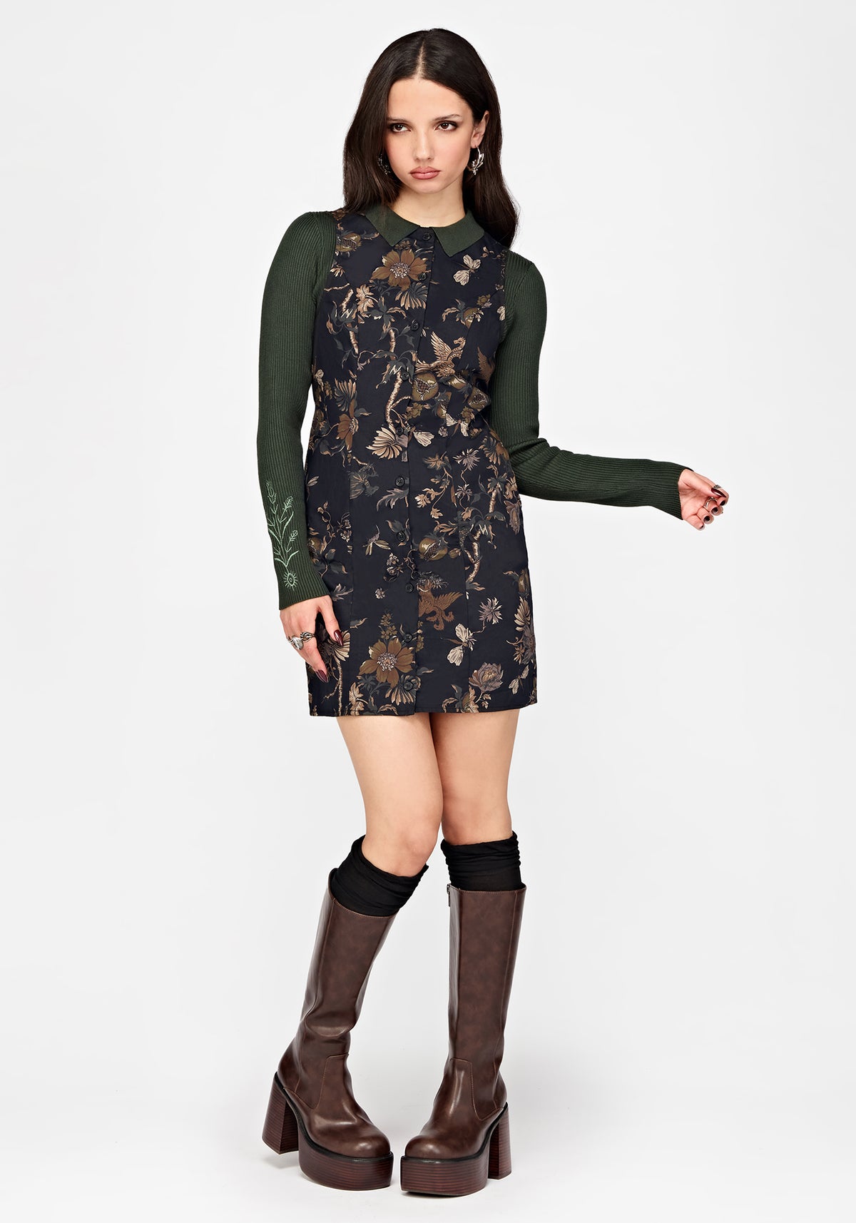 Poison Eden Button Up Mini Dress - Midnight