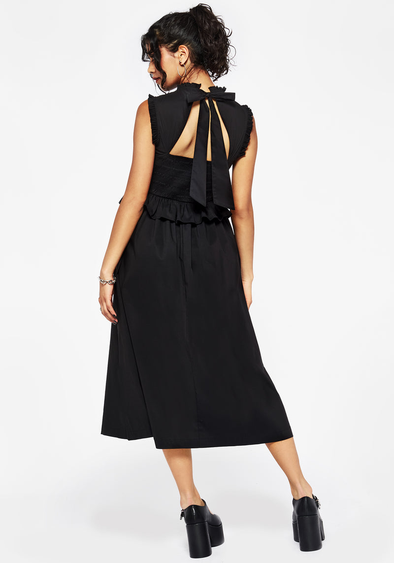 Veronica Cotton Smocked Bodice Bow Detail Midi Dress | Disturbia - Shop Women's Gothic, Alternative & Dark Romantic Fashion, Accessories & Homeware Veronica Cotton Smocked Bodice Bow Detail Midi Dress | Disturbia - Shop Women's Gothic, Alternative & Dark Romantic Fashion, Accessories & Homeware