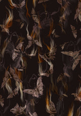 Ember Moth Print Chiffon Midi Dress