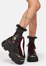 Drunella Embroidered Leather Boots US 8