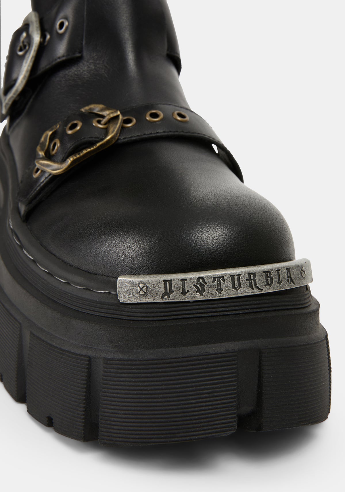 Grunora Buckled Leather Biker Boots US 8