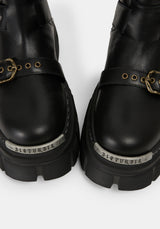 Grunora Buckled Leather Biker Boots US 8