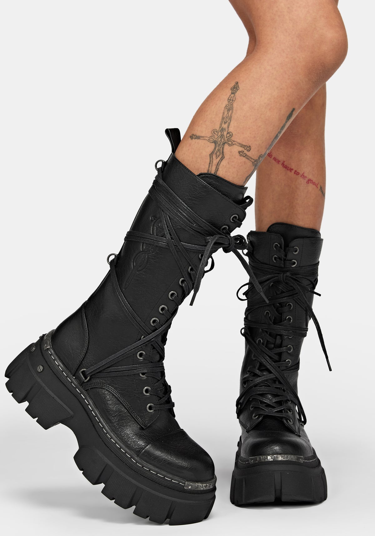 Morwyn Calf Lace Up Platform Boots US 8