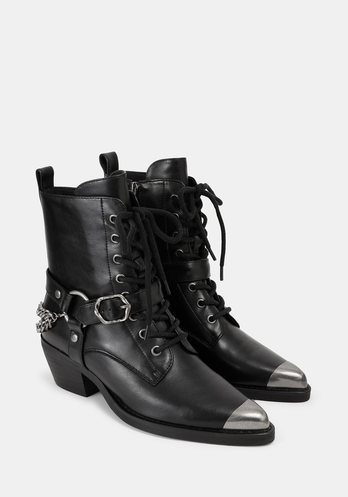 Wespair Leather Toe Cap Chain Boots US 8
