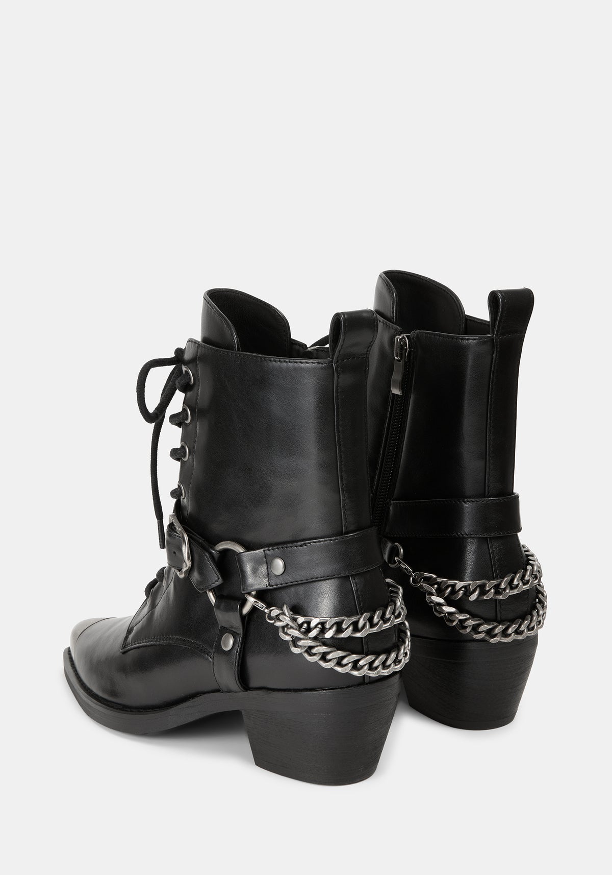 Wespair Leather Toe Cap Chain Boots US 8