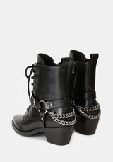 Wespair Leather Toe Cap Chain Boots US 8