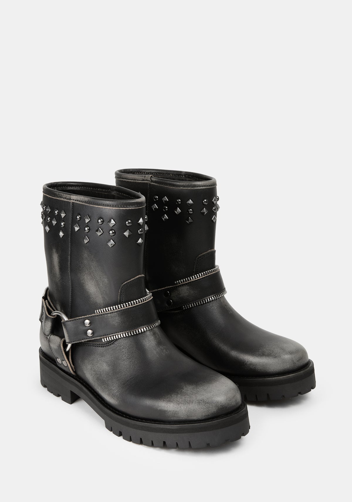 Devlin Leather Studded Biker Boot UK6