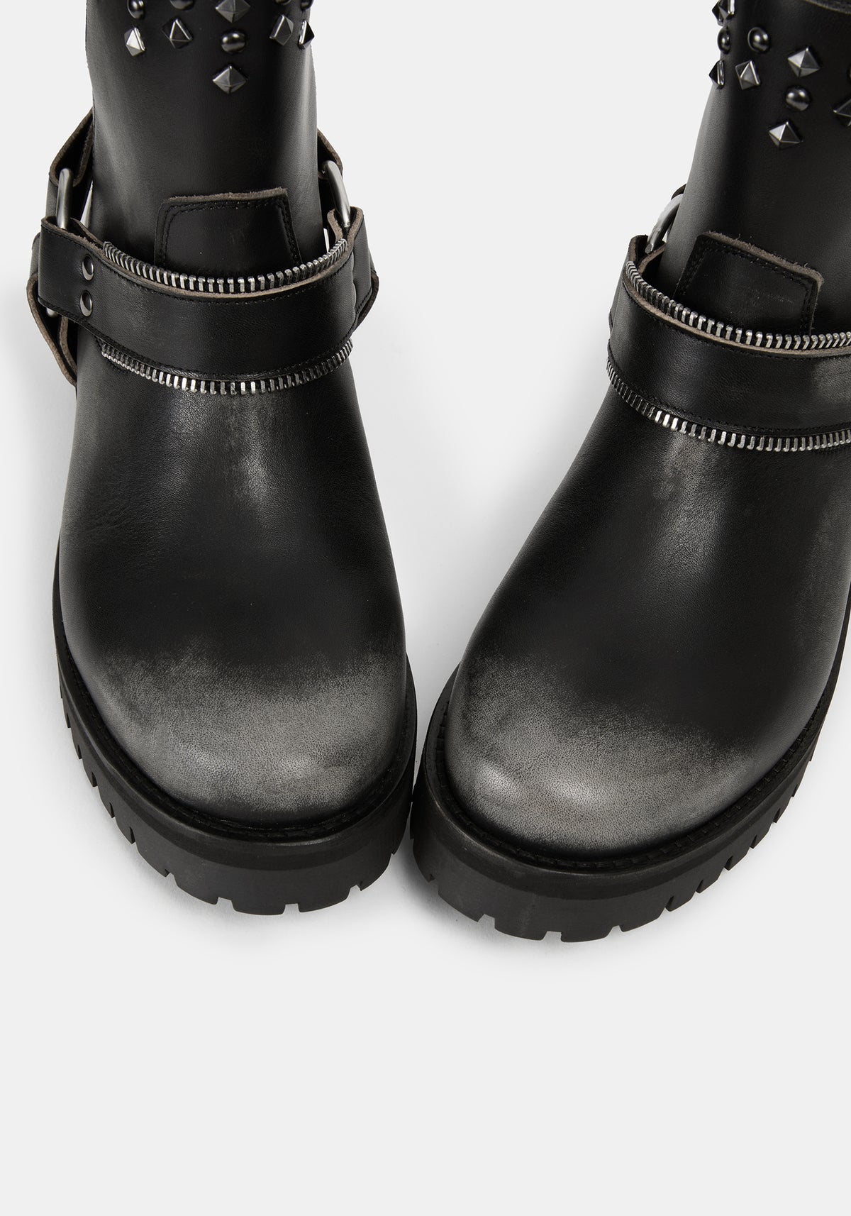 Devlin Leather Studded Biker Boot UK6