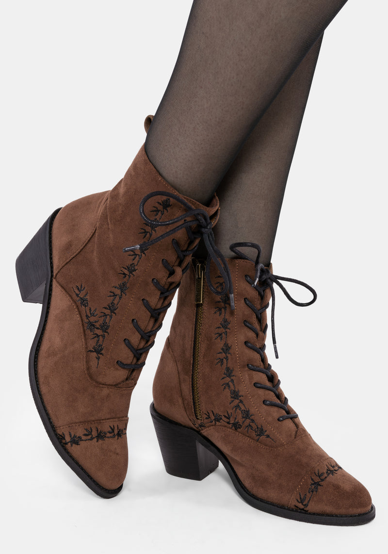 Lilith Suedette Embroidered Boots