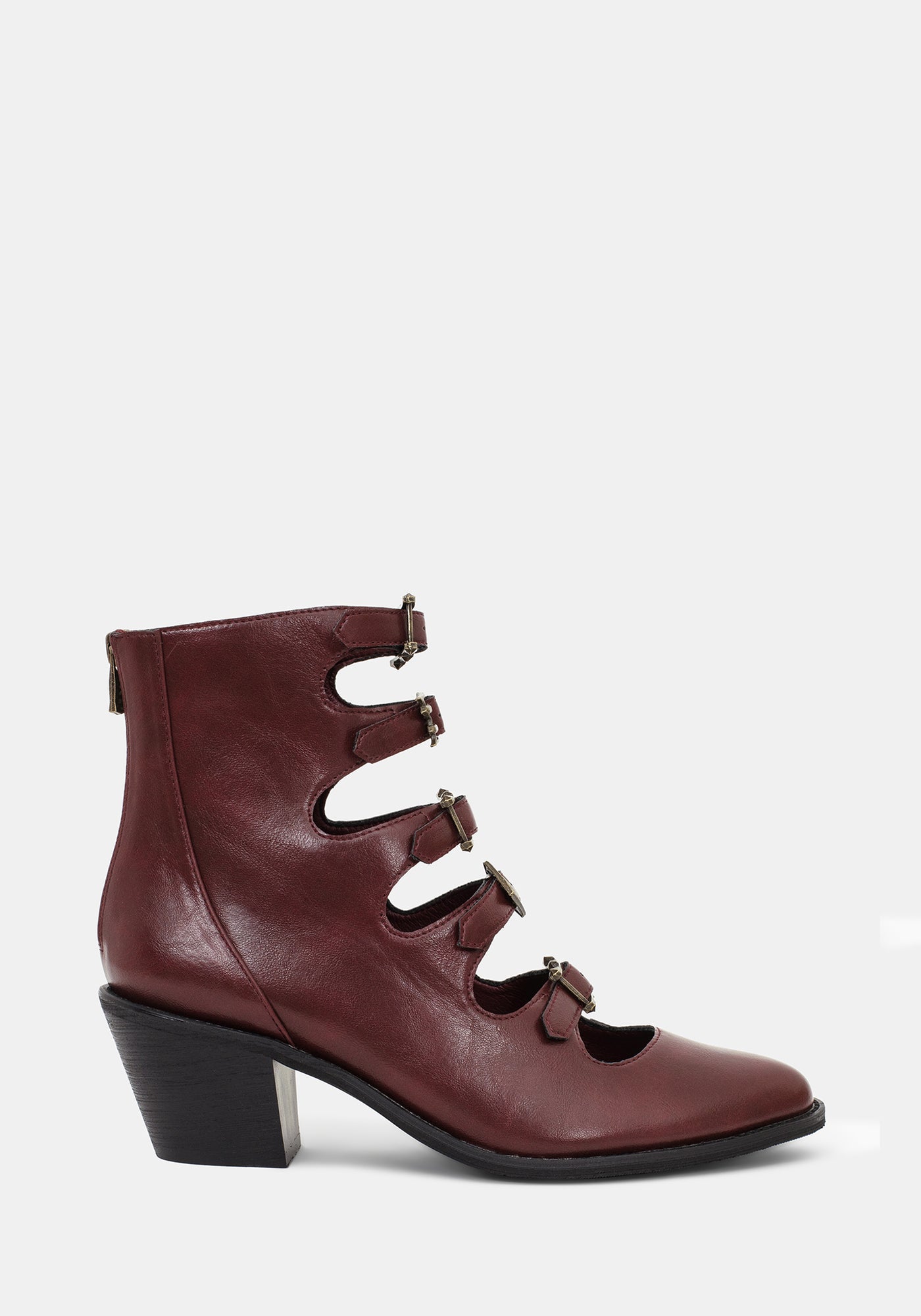 Bridget Buckled Boots - Burgundy  Disturbia