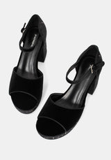 Selene Velvet Embroidered Platform Heels