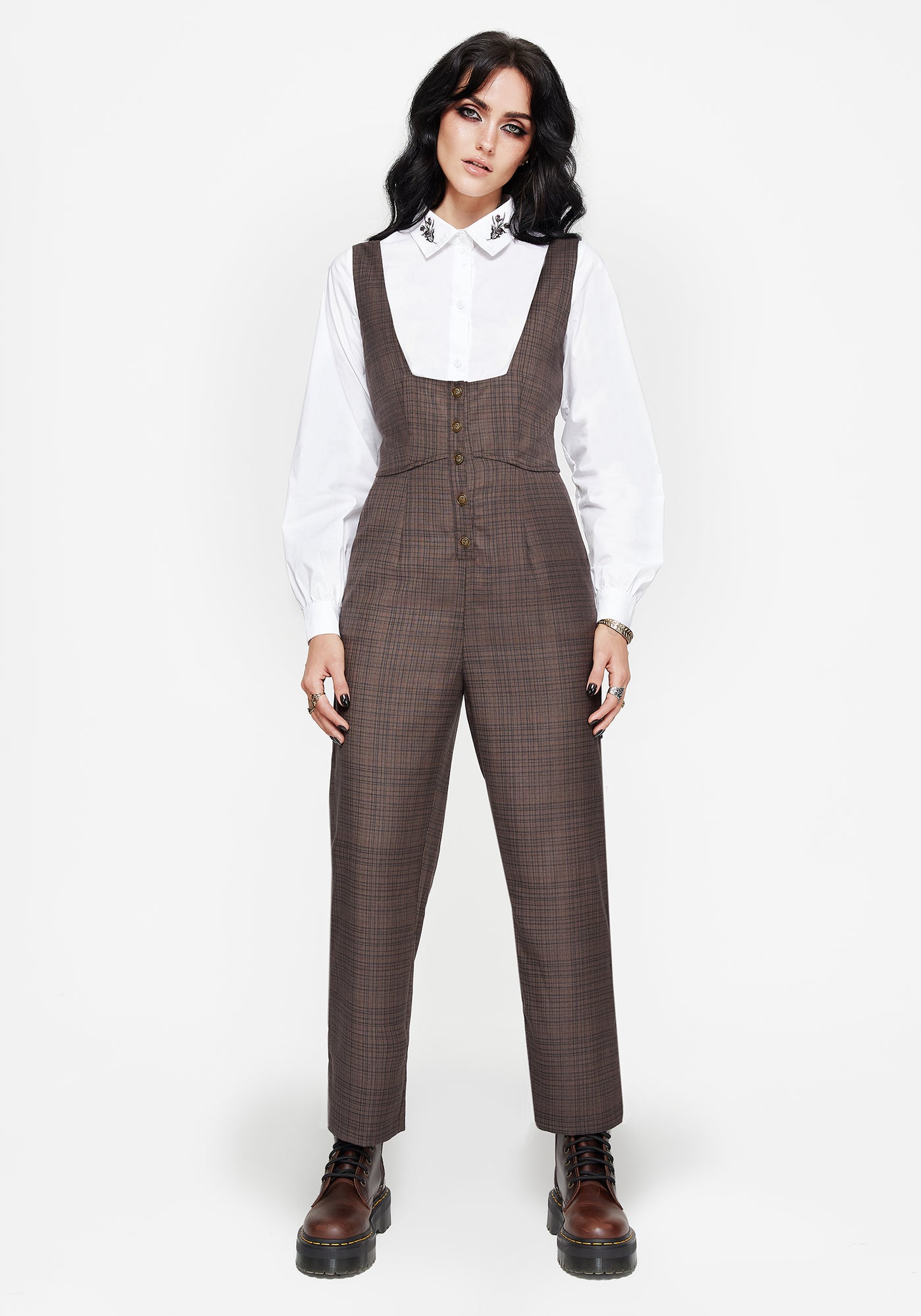 Lamya Check Tailored Straight Leg Suspender Trouser – Disturbia