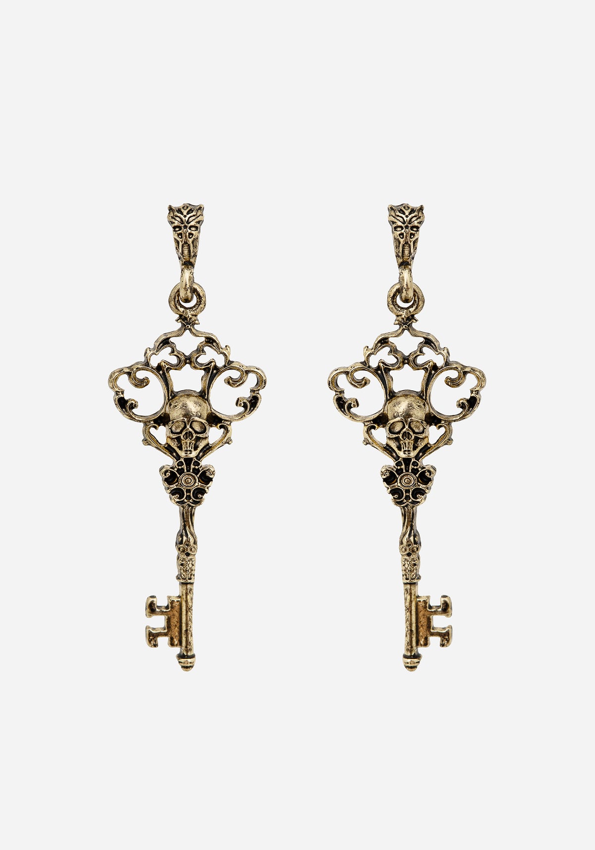 Genesta Skull Key Earrings