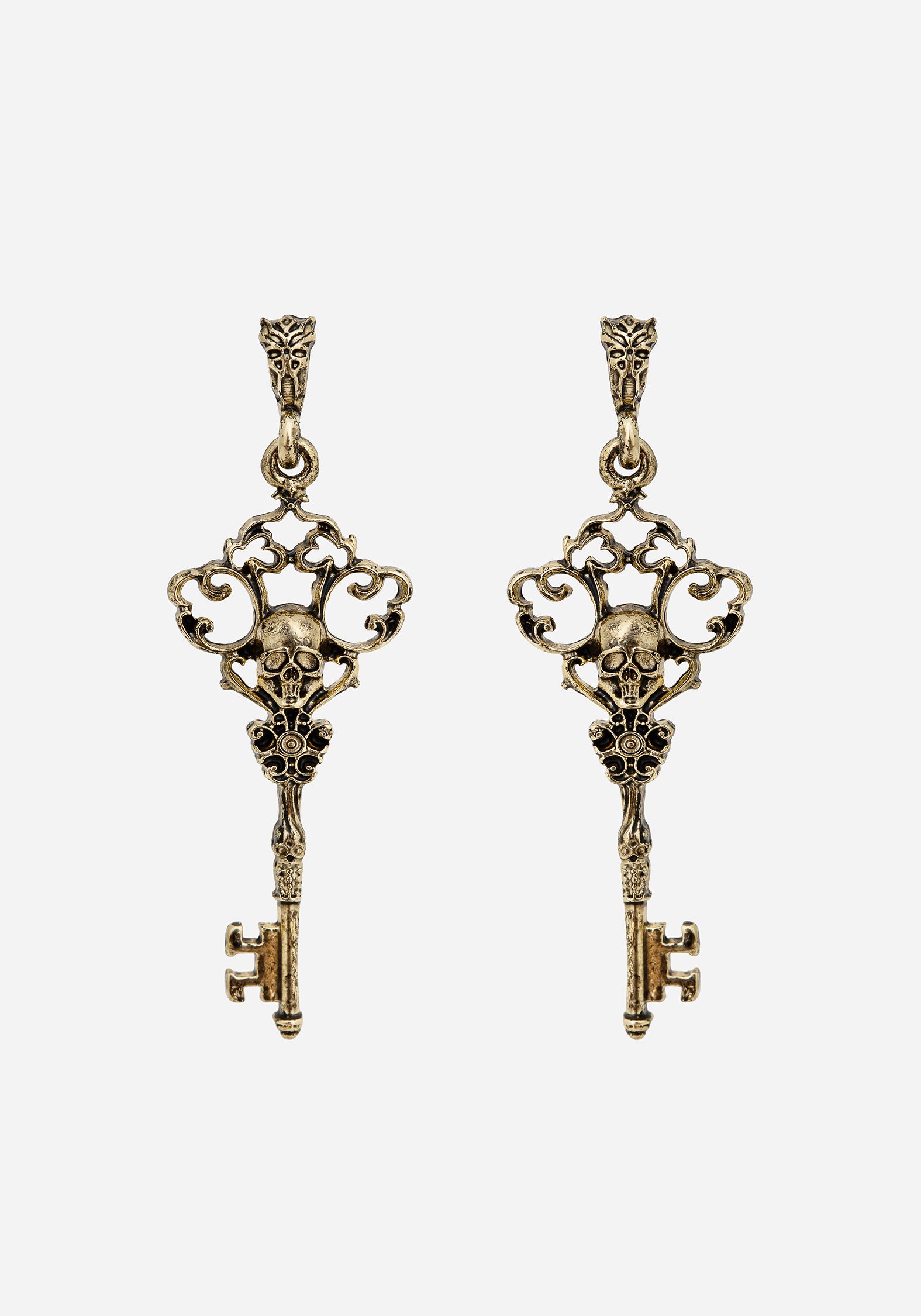 Genesta Skull Key Earrings