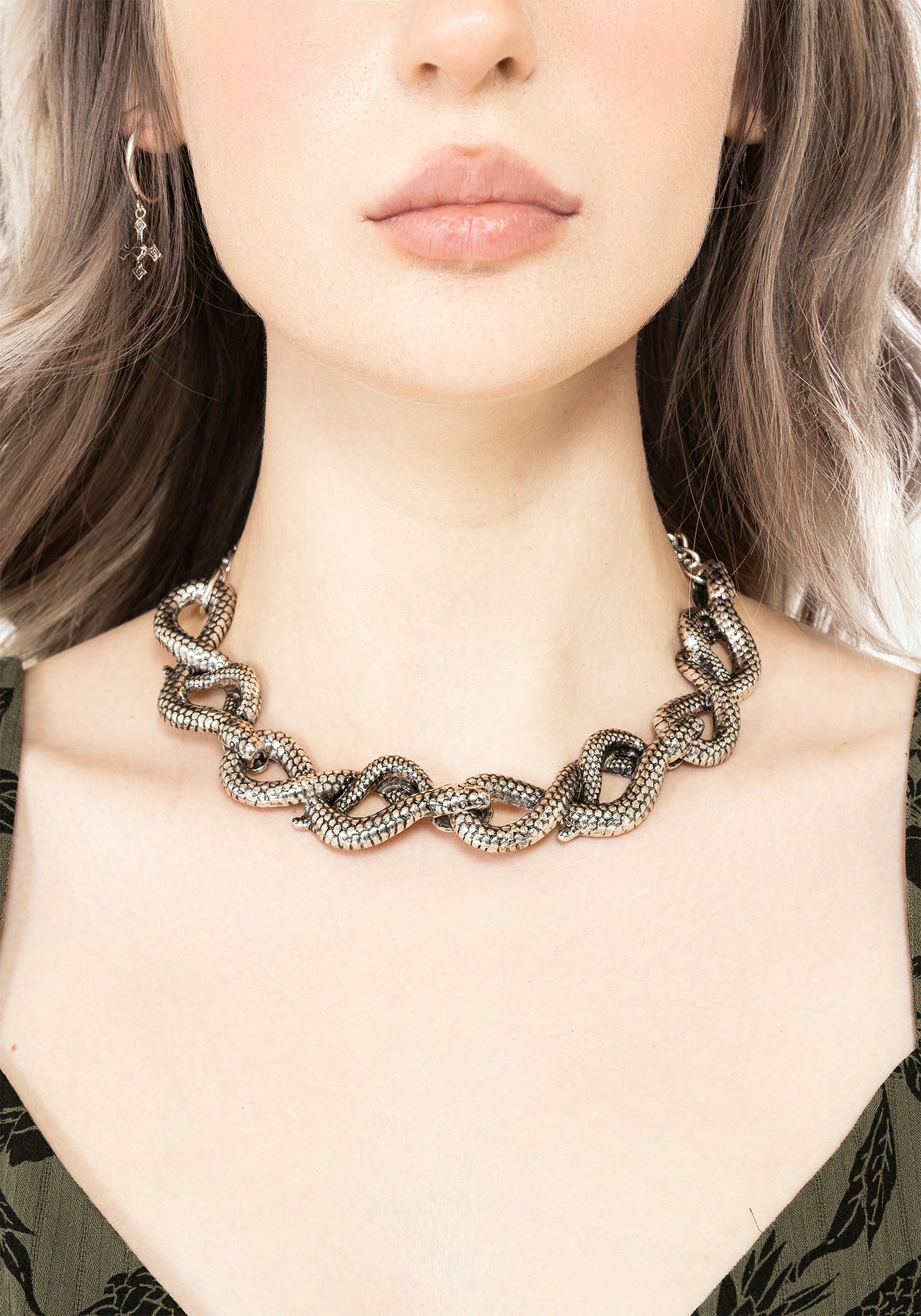 925 Sterling Silver Necklace Chain Italy Snake Choker  Sterling Silver Choker Snake Necklace 925 Twisted Tube Large Pendant Italy main image 1