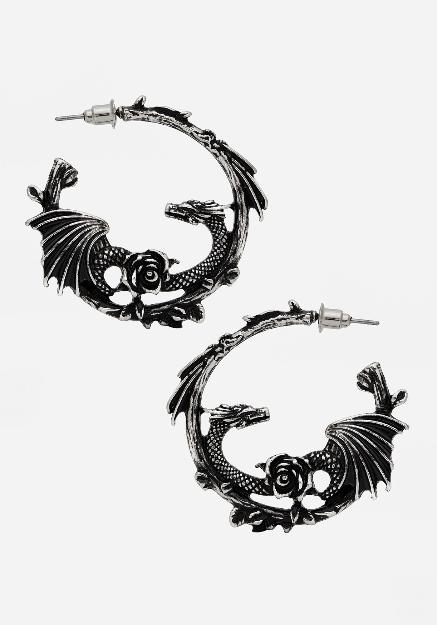 Rockyu Surgical Stainless Steel Hoop Earrings For Men Small Dragon