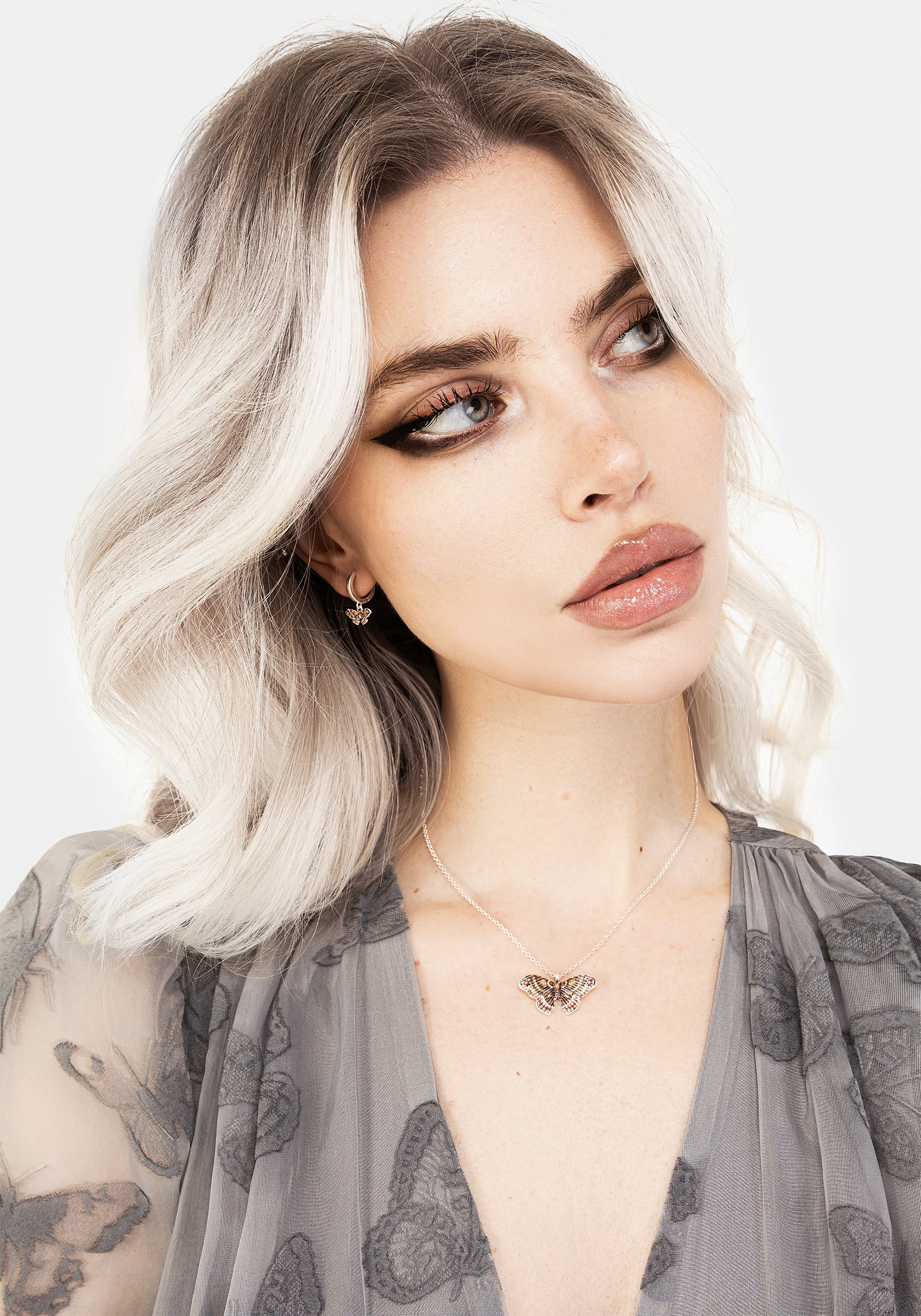 Cyrus Moth Charm Hoop Earrings