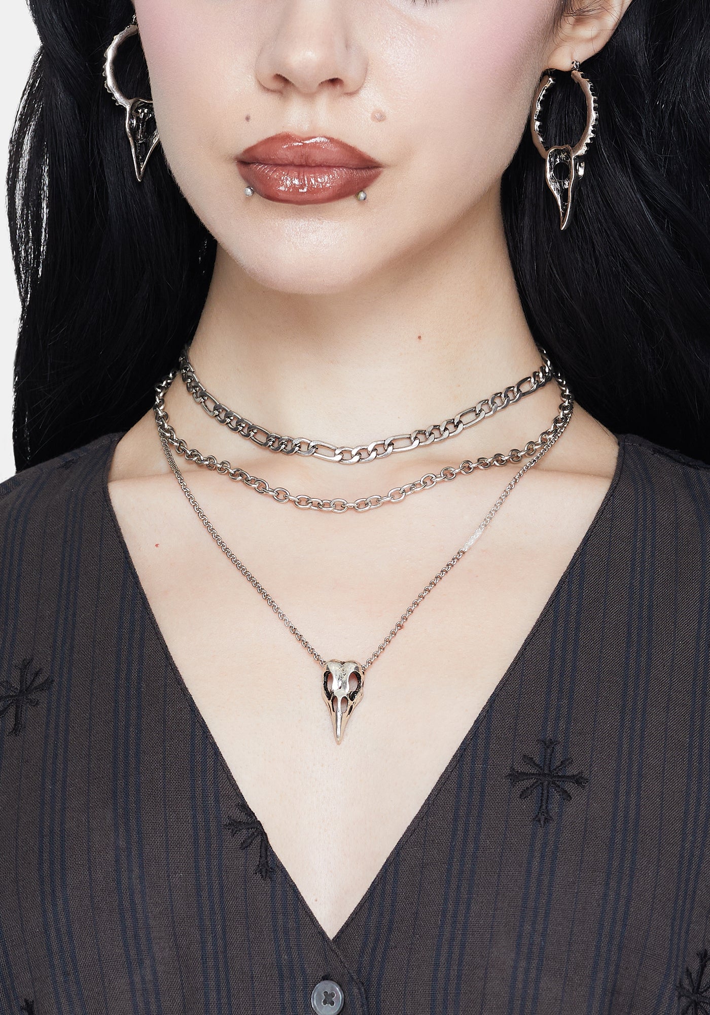 【ラプンツェル様用】GYPSYHAWKS / Revelry & Resilie Corvus Bird Skull Layered Necklace – Disturbia