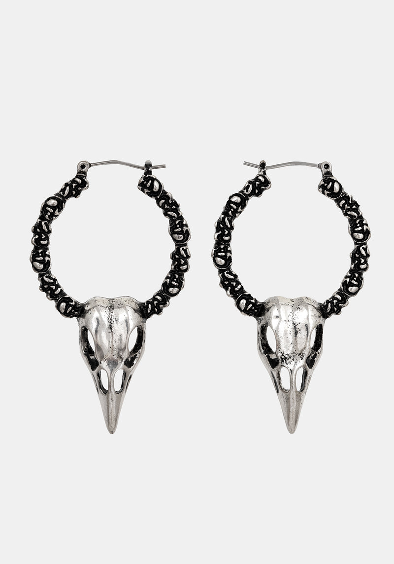 Corvus Bird Skull Hoops