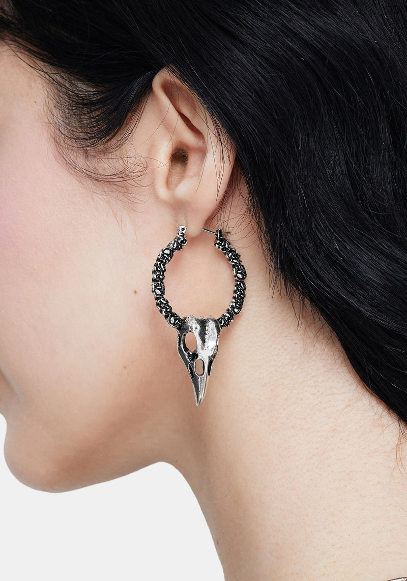 Corvus Bird Skull Hoops