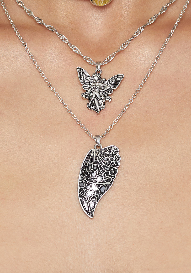 Sylvaine Fairy Trapped Flower Layered Necklace