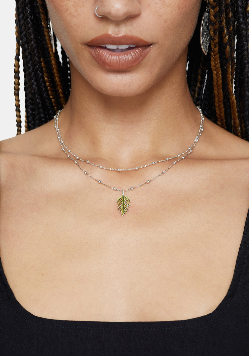 Alderwood Fern Double Layered Necklace - Silver