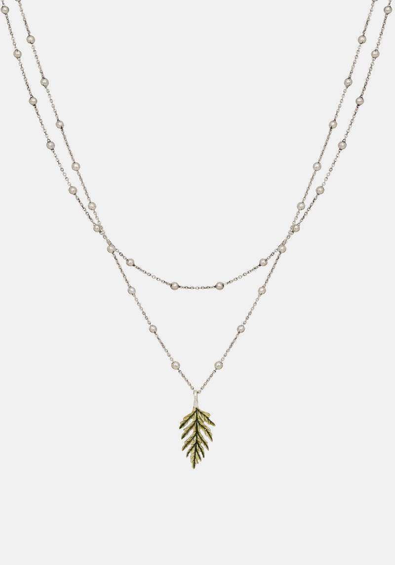 Alderwood Fern Double Layered Necklace - Silver