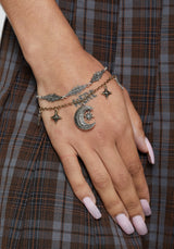 Abellona Moon Fern Layered Charm Bracelet