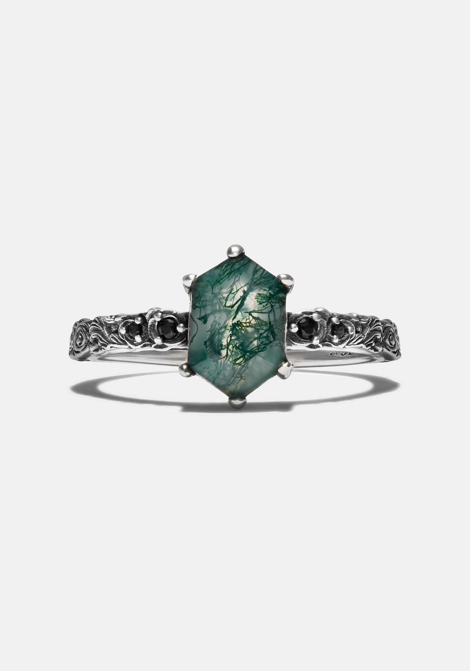 Ardour Sterling Silver Moss Agate Ring