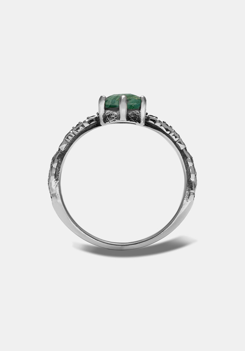 Ardour Sterling Silver Moss Agate Ring
