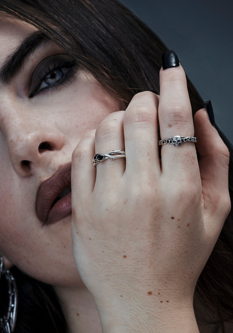 Teara Skull Sterling Silver Skinny Band