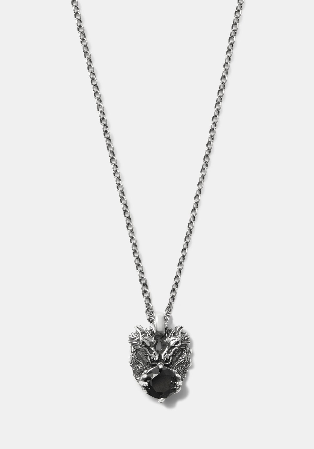 Querida Sterling Silver Black Spinel Dragon Pendant