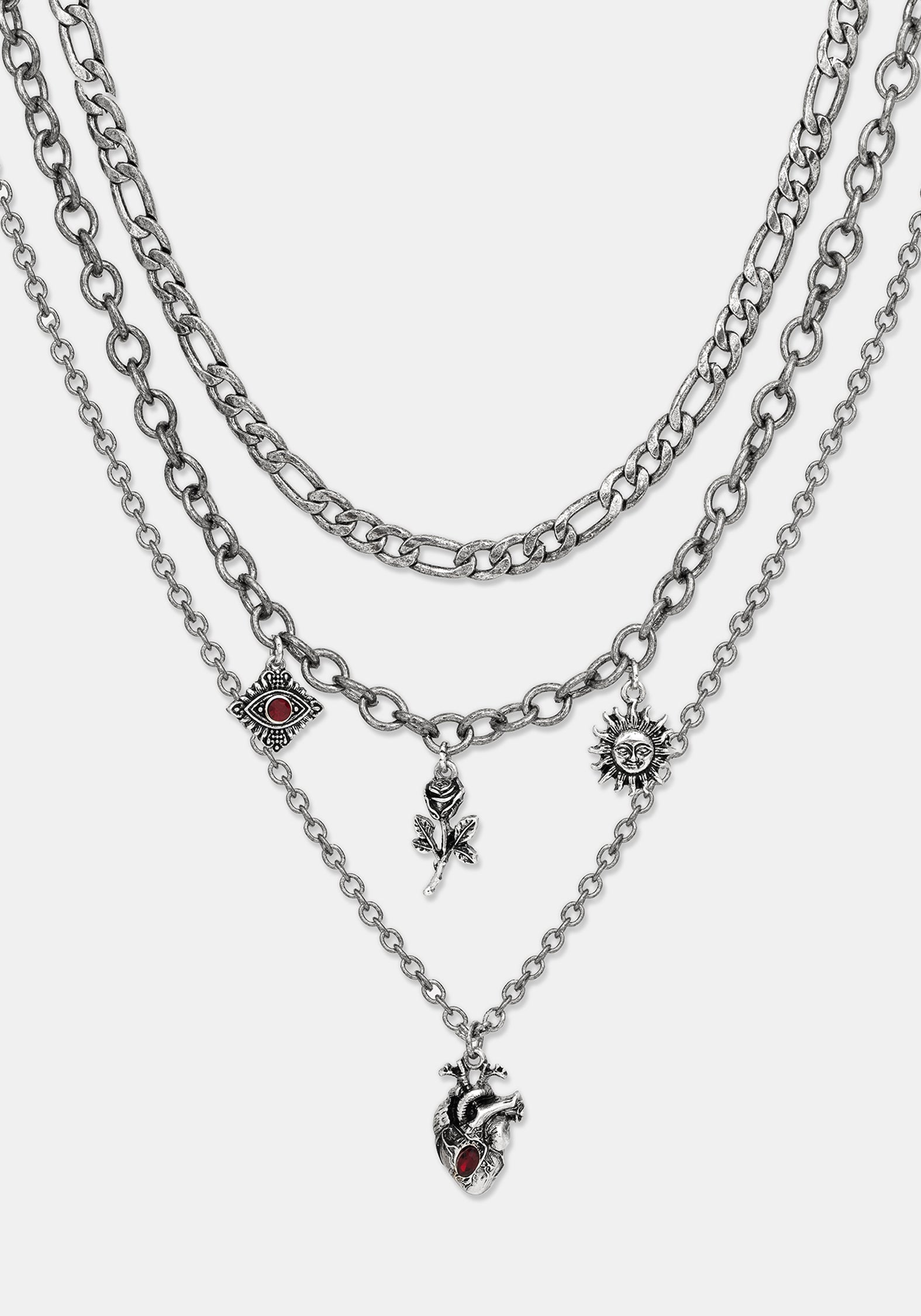Corium and Anatomical Chain Layered Heart Necklace