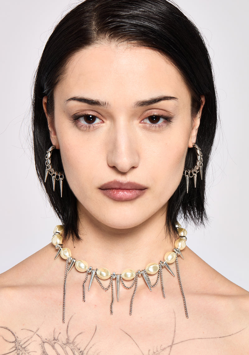 Flittex Spike Faux Pearl Choker – Disturbia