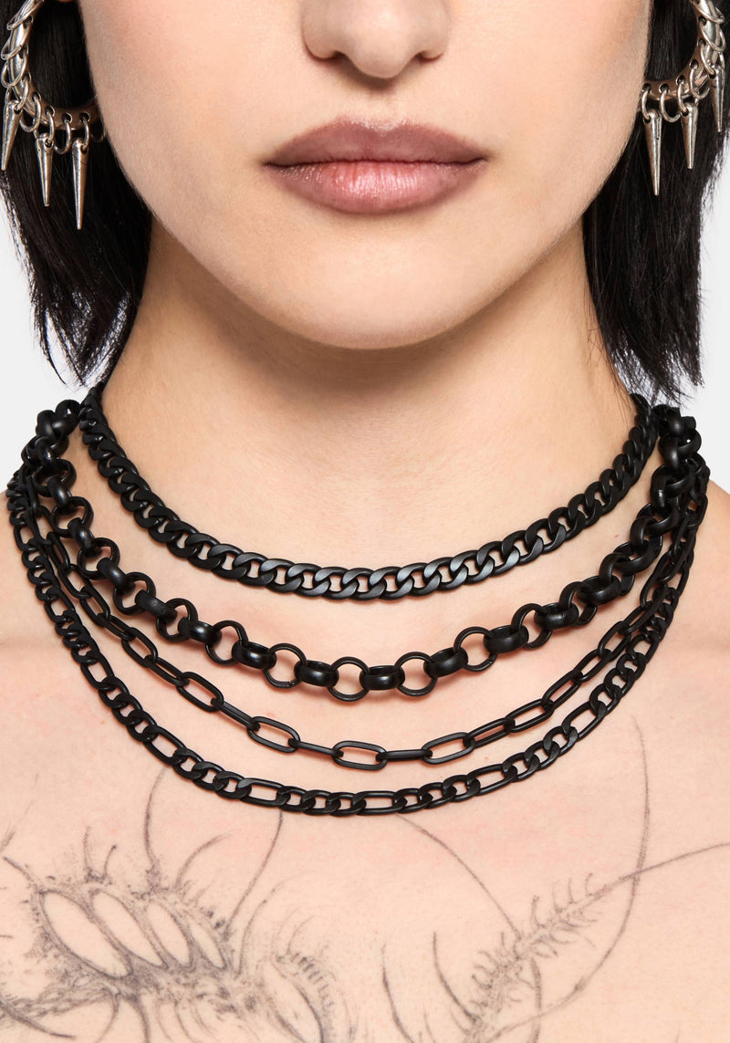 Chorx Layered Jet Chain Necklace – Disturbia