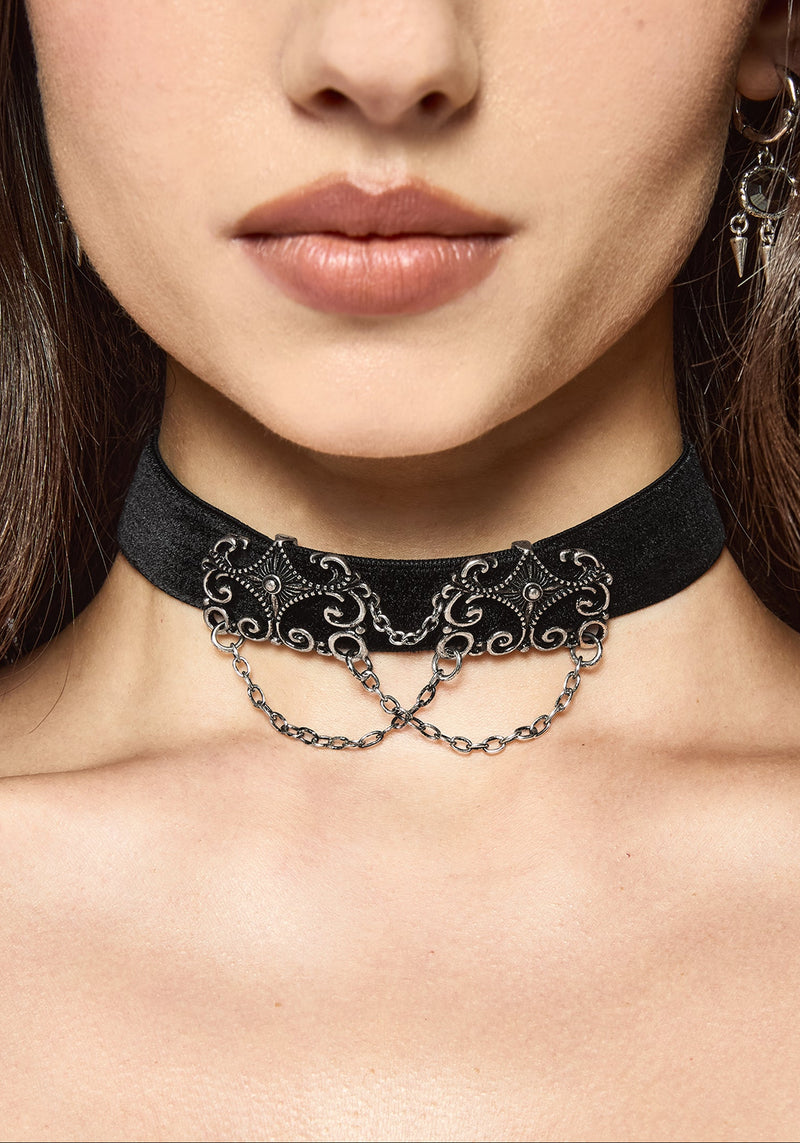 sugascoop ＊chain choker necklace＊ Velma Ribbon Chain Choker – Disturbia