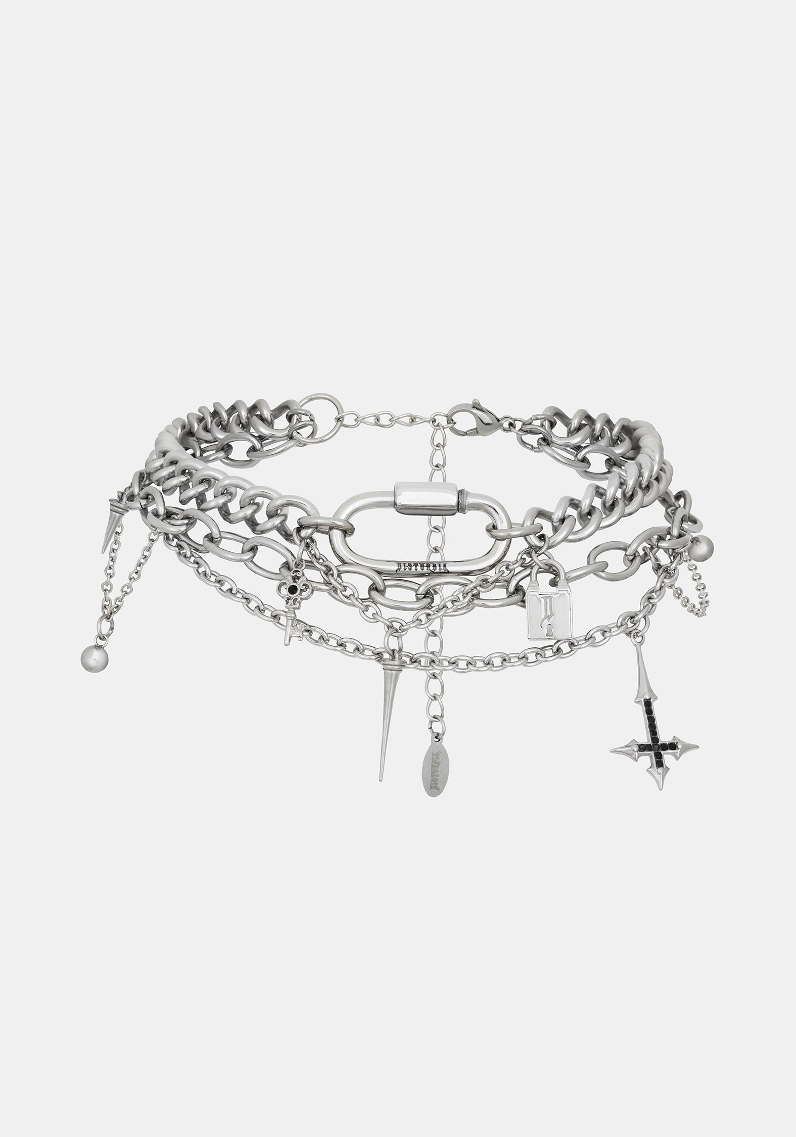 Lagoxin Stainless Steel Charm Layered Choker