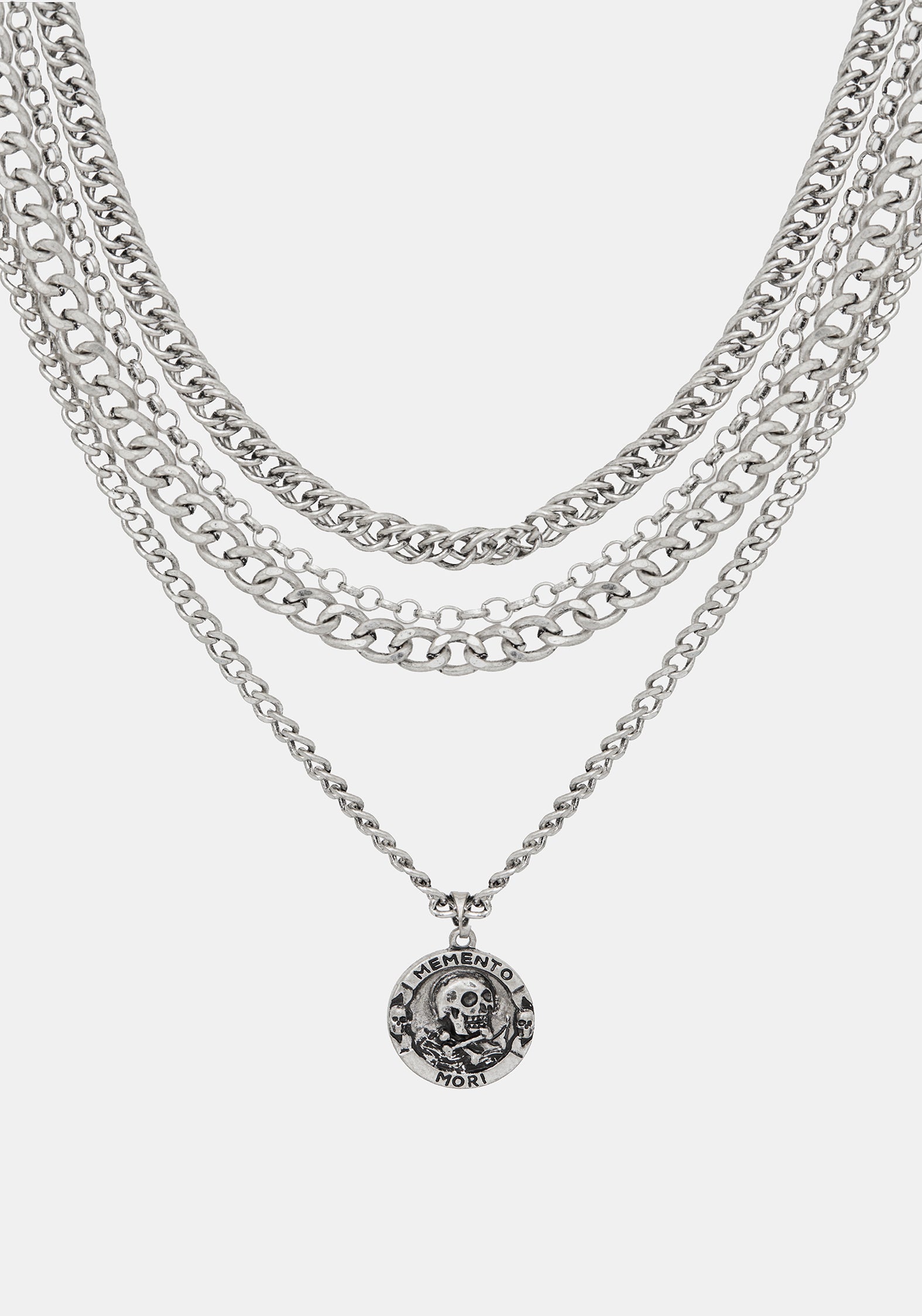 Memento Mori Layered Chain Necklace