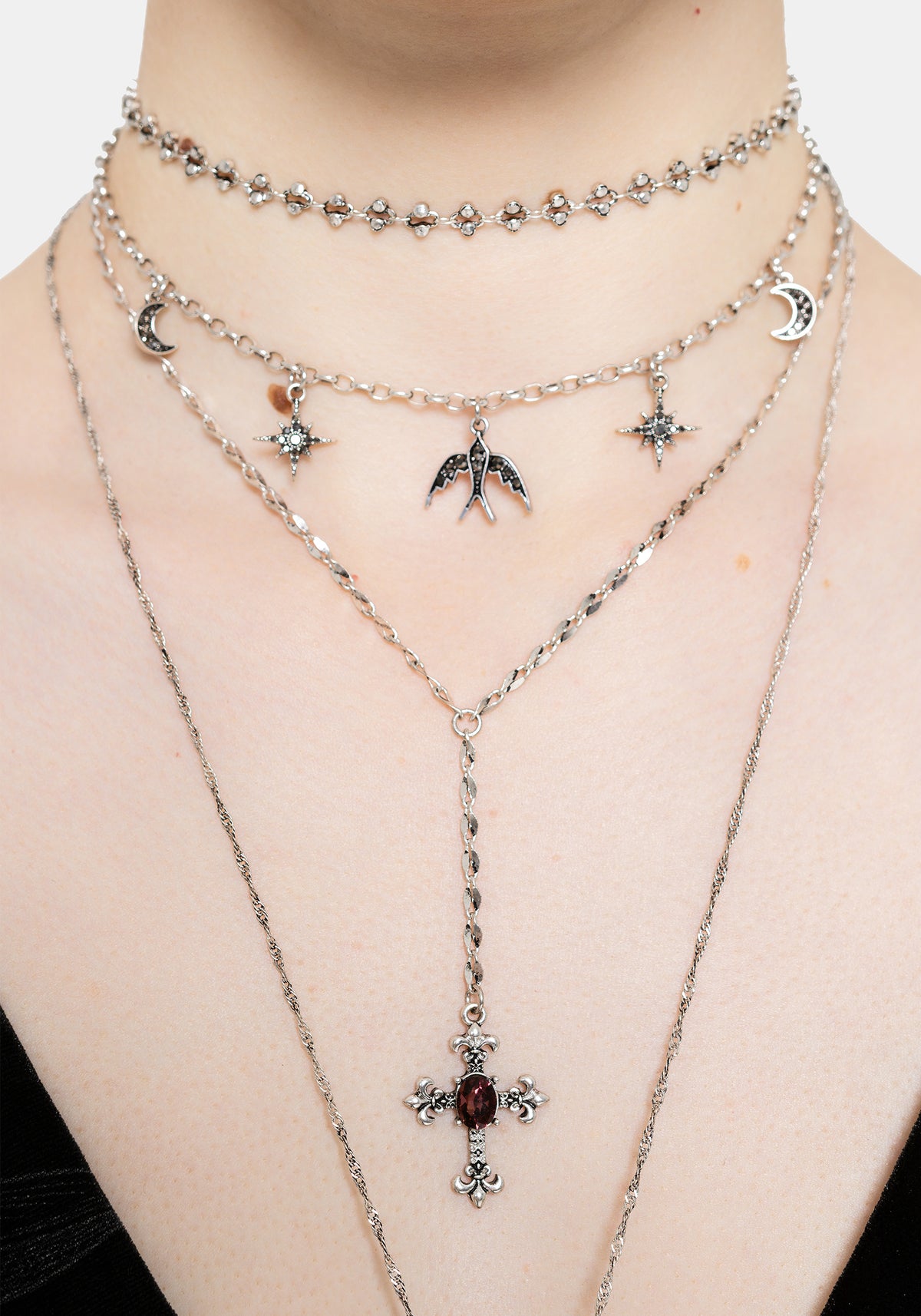 Orum Layered Charm Mirror Necklace