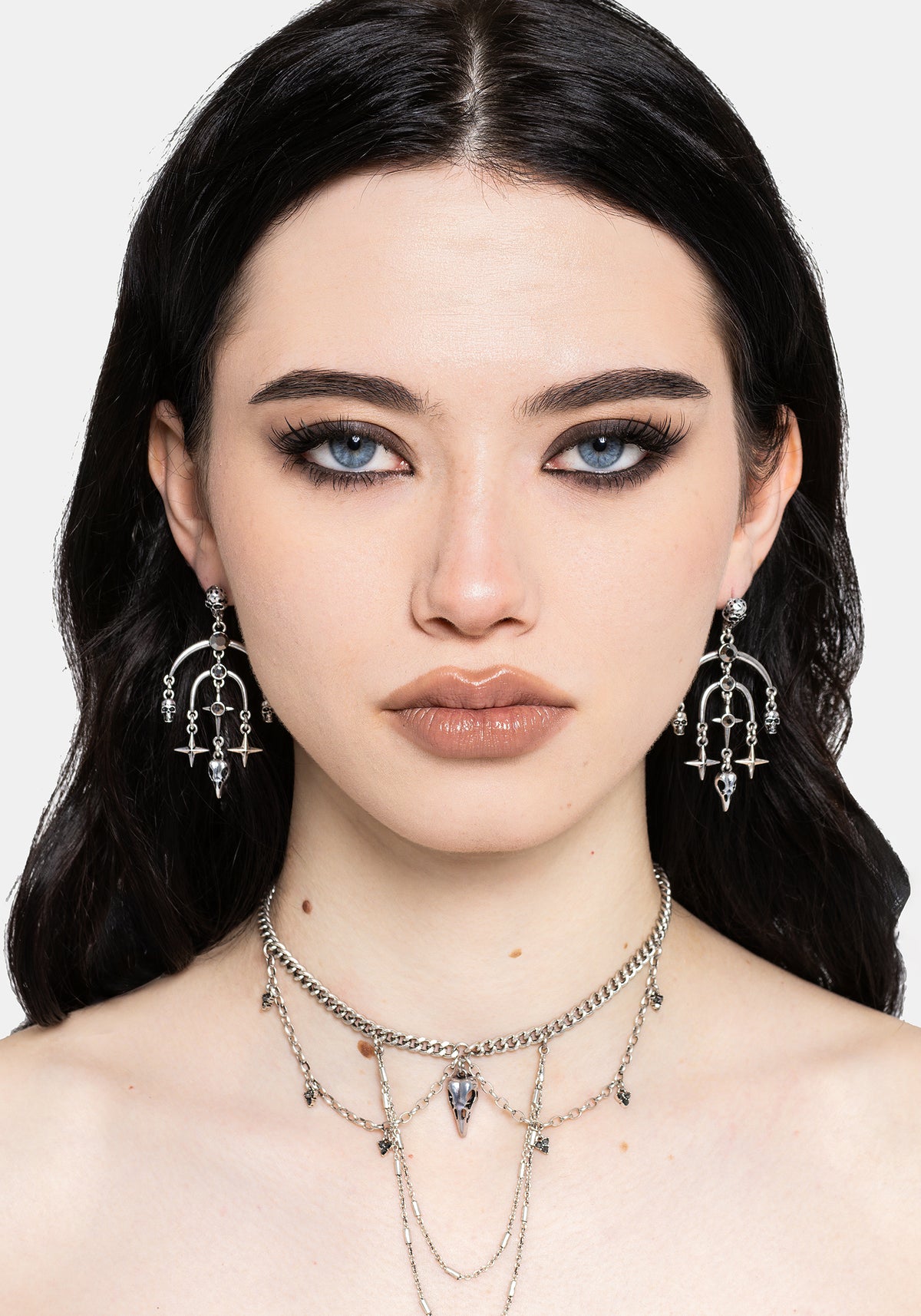 Corvus Skull Stud Drop Earrings