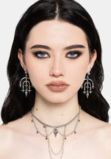 Corvus Skull Stud Drop Earrings